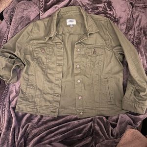 Olive green denim jacket